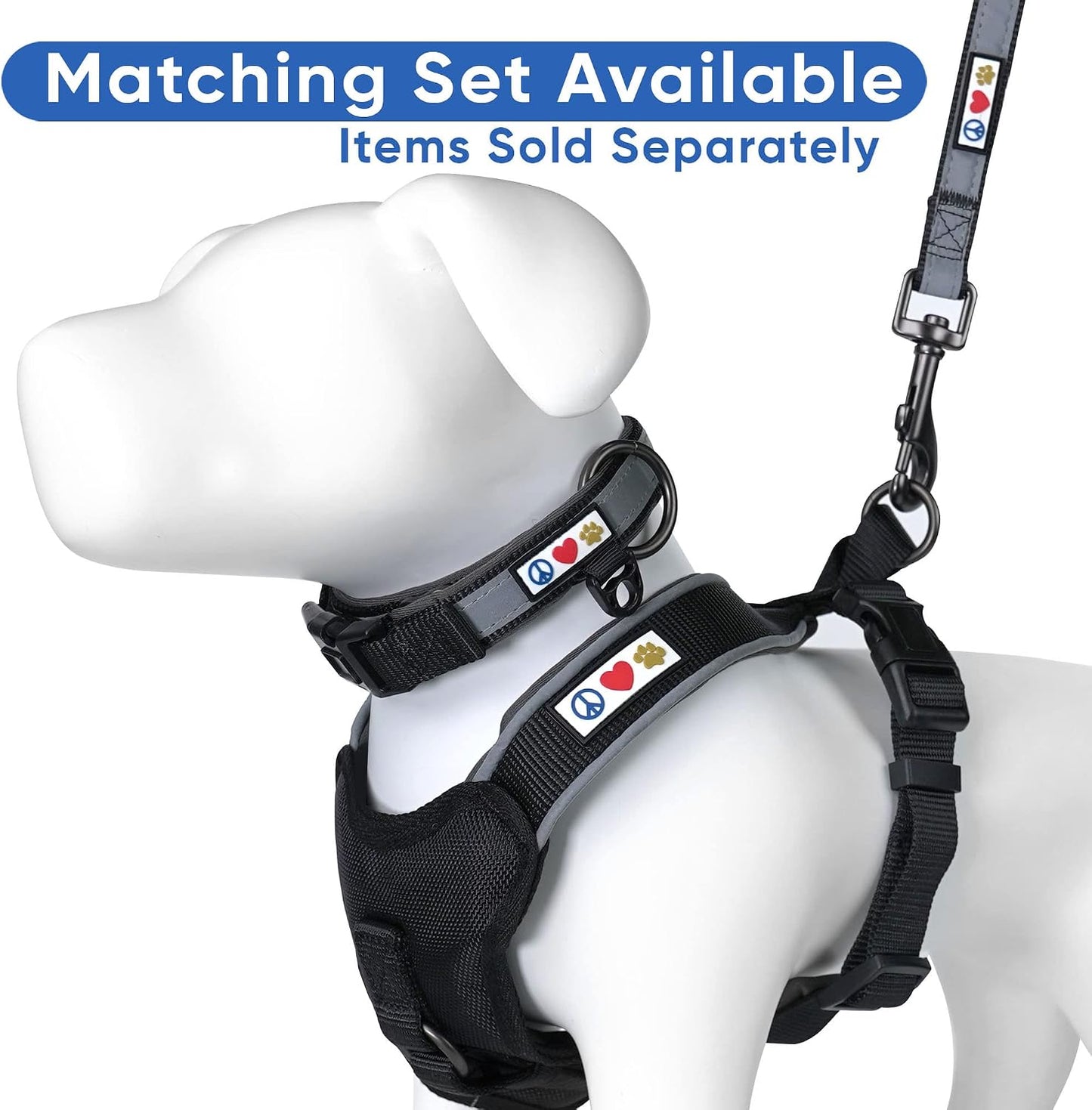 Customizable 6 Ft Black Dog Leash with Reflective Features and Padded Handle for Dogs and Puppies - Embroidered Name and Phone Number