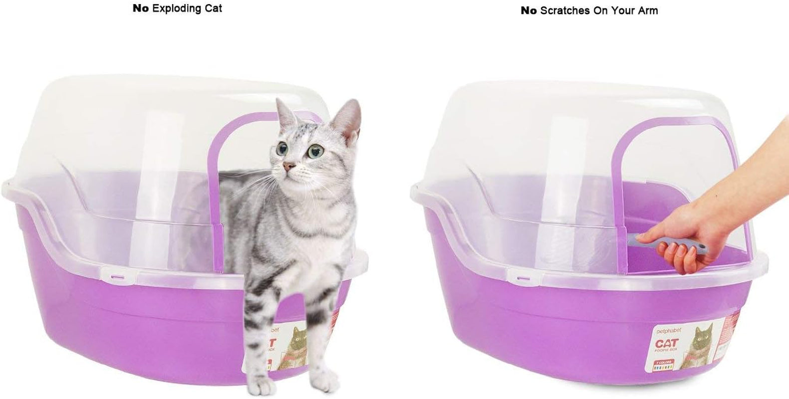 Jumbo Hooded Covered Litter Box for Cats - Accommodates Up to Two Small Cats, Extra Large Purple