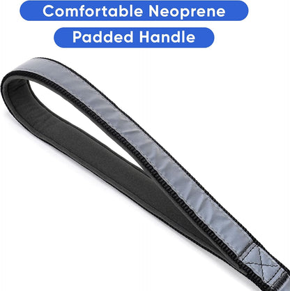 Customizable 6 Ft Black Dog Leash with Reflective Features and Padded Handle for Dogs and Puppies - Embroidered Name and Phone Number