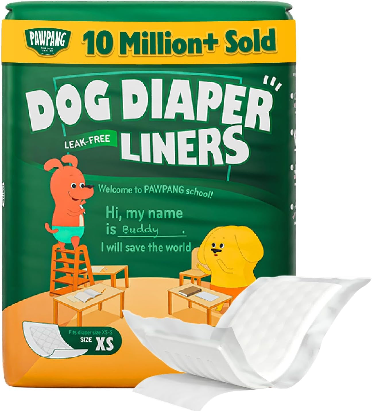 Dog Diaper Liners, Booster Pads for Male & Female Dogs, 100Ct, XS | Extra Leak Protection
