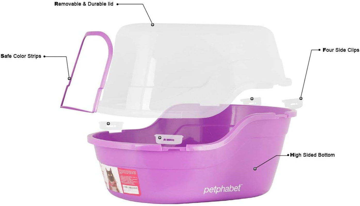 Jumbo Hooded Covered Litter Box for Cats - Accommodates Up to Two Small Cats, Extra Large Purple