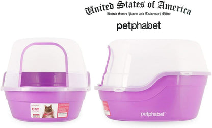 Jumbo Hooded Covered Litter Box for Cats - Accommodates Up to Two Small Cats, Extra Large Purple