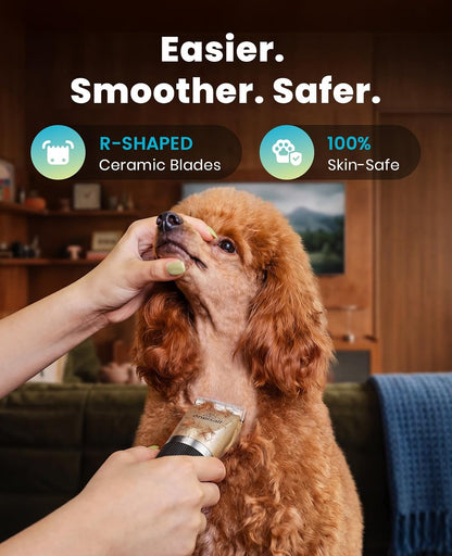 Dog Clipper for Small and Large Dogs Cats Animals | Low Noise Quiet,2-Speed,Cordless Rechargeable Fast Charge,Battery Level Display,Detachable,Waterproof