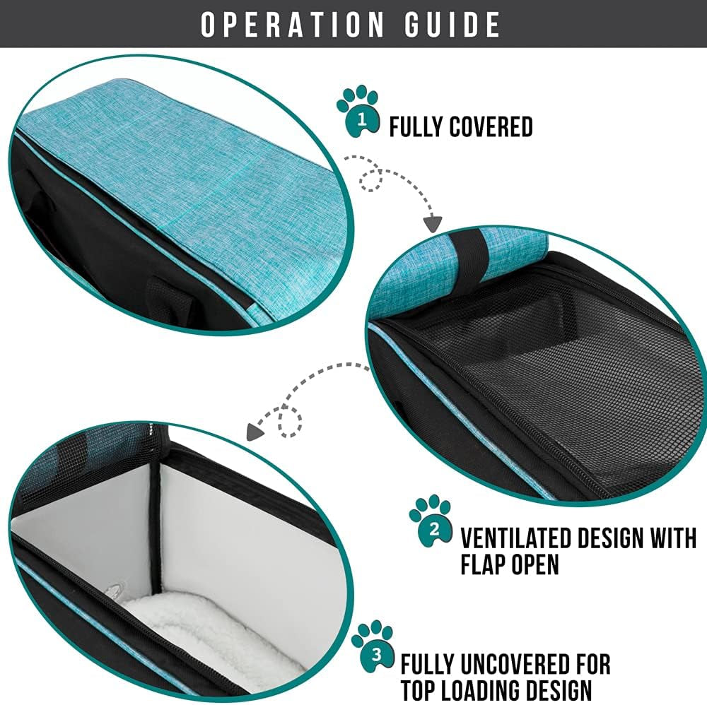 Soft-Sided TSA Airline Approved Dog Purse Carrier for Small Pets, Ventilated Travel Tote with Pockets, Bed & Shoulder Strap, Maximum Weight 12 lbs, Turquoise