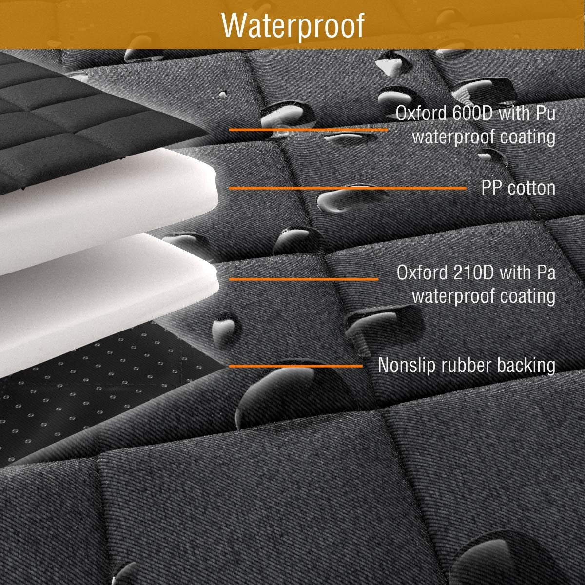 Orange Car Rear Seat Cover for Dogs, Durable Waterproof & Scratch Resistant Vehicle Backseat Protector, Nonslip Dog Accessory & Pet Protection for Back Seats, Machine Washable