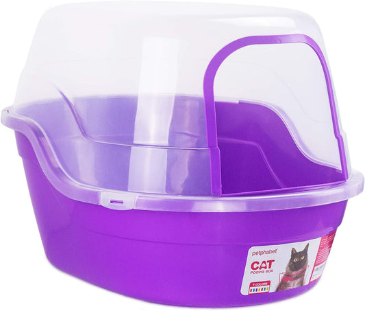 Jumbo Hooded Covered Litter Box for Cats - Accommodates Up to Two Small Cats, Extra Large Purple