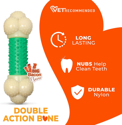 Power Chew Double Action Barbell Bone Dog Chew Toy - X-Large | Durable Chew Toy for Large Breeds (50+ lbs) with Teeth-Cleaning Textures, Long-Lasting Design to Discourage Destructive Chewing