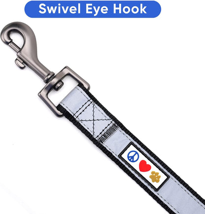 Customizable 6 Ft Black Dog Leash with Reflective Features and Padded Handle for Dogs and Puppies - Embroidered Name and Phone Number