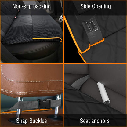 Orange Car Rear Seat Cover for Dogs, Durable Waterproof & Scratch Resistant Vehicle Backseat Protector, Nonslip Dog Accessory & Pet Protection for Back Seats, Machine Washable