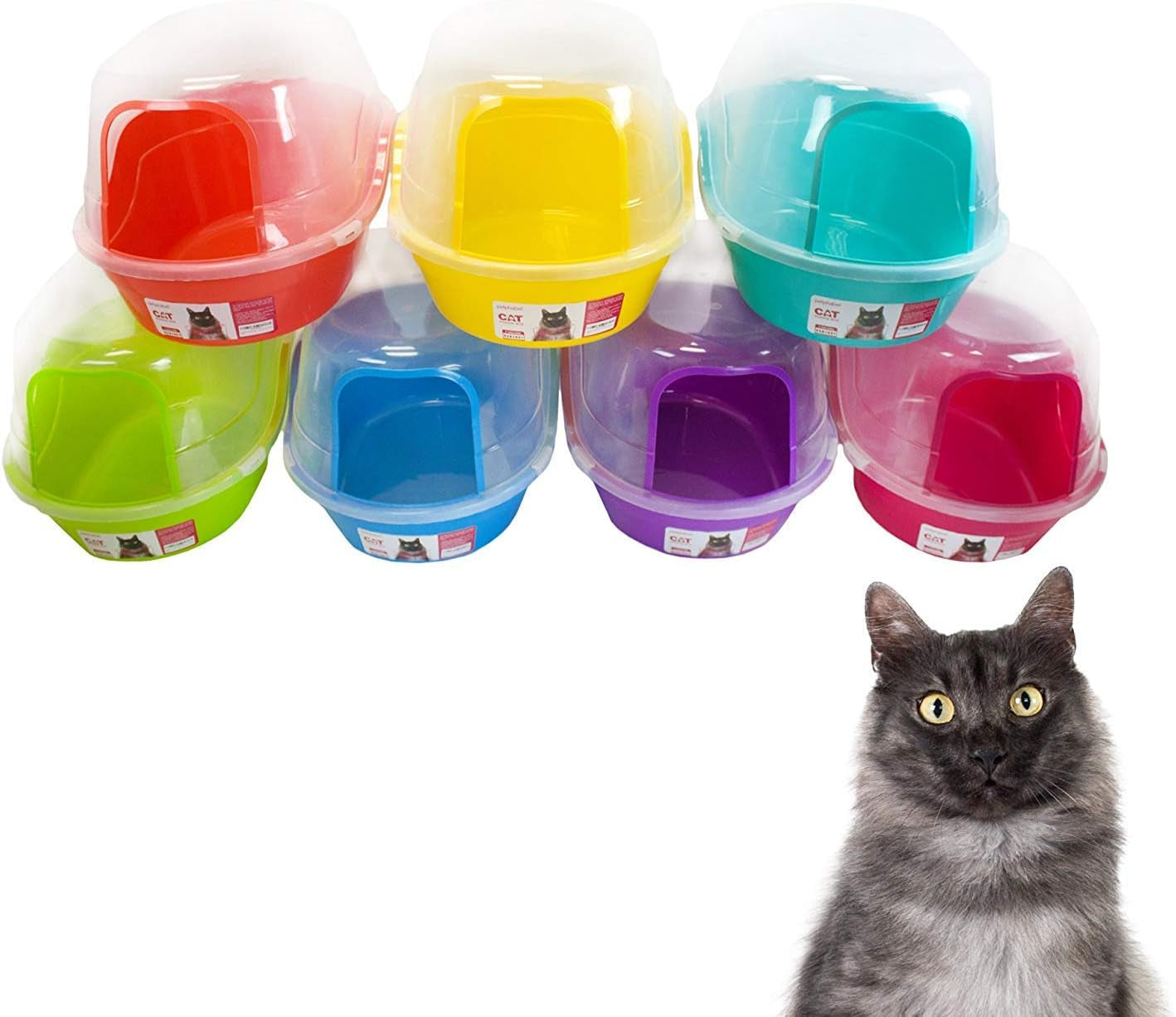 Jumbo Hooded Covered Litter Box for Cats - Accommodates Up to Two Small Cats, Extra Large Purple